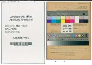 Entnazifizierung Willy Cremer , geb. 17.07.1903 (Ingenieur)