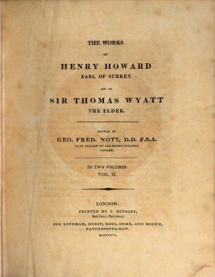 The works of Henry Howard, earl of Surrey and of Sir Thomas Wyatt, the elder : In 2 vol., Vol. 2