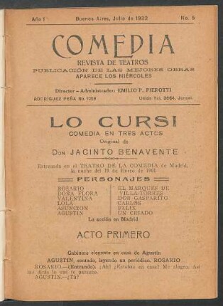 1922000500: Lo cursi : comedia en tres actos