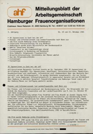 Mitteilungsblatt der Arbeitsgemeinschaft Hamburger Frauenorganisationen