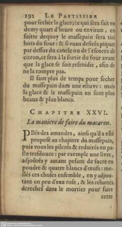 Chapitre XXVI. La maniere de faire du macaron