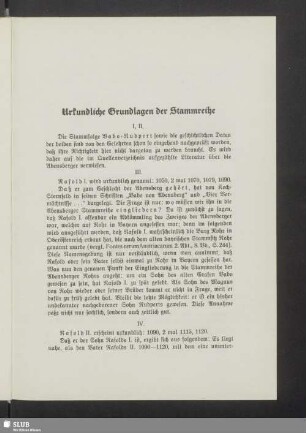 Urkundliche Grundlagen der Stammreihe