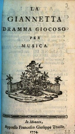 La Giannetta : Dramma Giocoso Per Musica