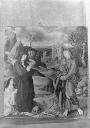Maria und Johannes auf Golgatha mit der Stifterin Christina Edelkynt