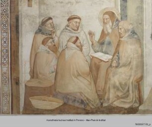 Freskenzyklus mit Szenen aus der Vita des heiligen Antonius : Der heilige Antonius unterweist Mönche und dem heiligen Antonius erscheint ein Engel : Der heilige Antonius unterweist Mönche