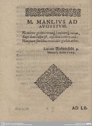 M. MANLIUS AD AUGUSTUM.