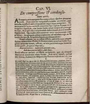 Cap. VI. De compressione & condensatione aeris.