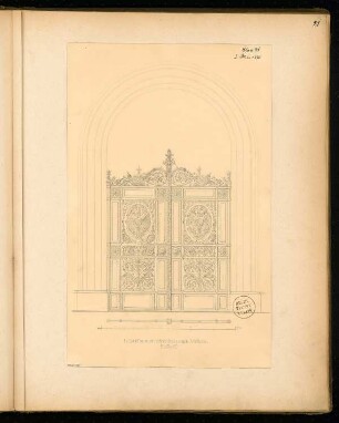 Schmiedeeisernes Tor Monatskonkurrenz Mai 1873: Ansicht; Maßstabsleiste