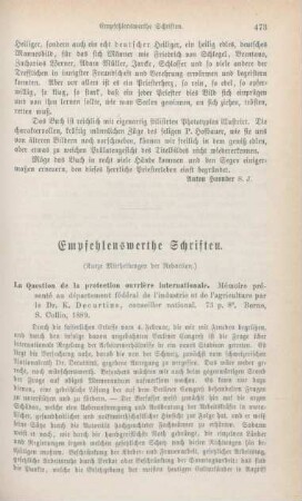 473-484 Empfehlenswerthe Schriften