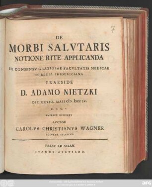 De Morbi Salvtaris Notione Rite Applicanda