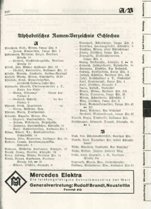 Alphabetisches Namen-Verzeichnis Schlochau