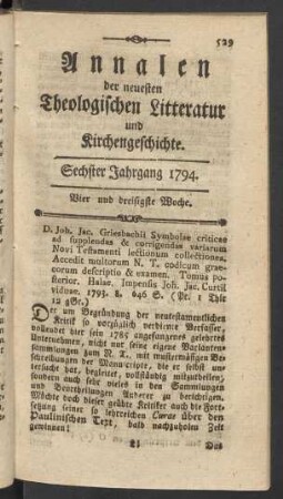 Vier und dreißigste Woche