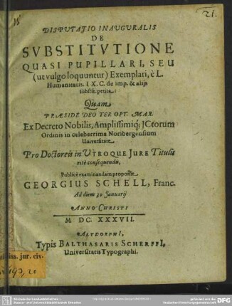 De substitutione quasi pupillari seu exemplari, e l[ege] humanitatis : IX.C. de imp. et aliis substit. petita