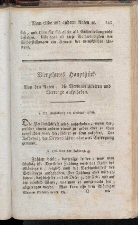 Vierzehntes Hauptstück. Von den Arten, die Verbindlichkeiten und Verträge aufzuheben.