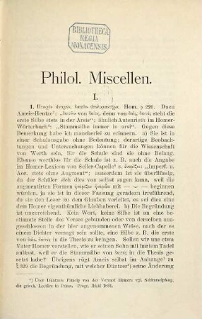 Philologische Miscellen, 1 = 1892/93