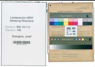 Entnazifizierung Josef Goergens , geb. 11.01.1904 (Weber)