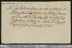 Billett von Unbekannt, o.O., ohne Datumsangabe