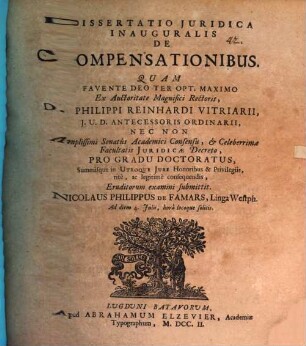 Diss. iur. inaug. de compensationibus
