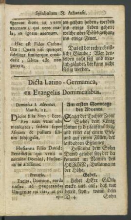 Dicta Latino - Germanica, ex Evangliis Dominicalibus