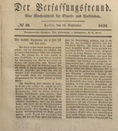 № 39. Cassel, den 14. September 1831.