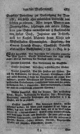 Deutliche Anweisung zur Verfertigung der Baurisse, wie solche ohne mündlichen Unterricht von selbsten zu erlernen.