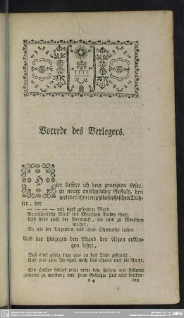 Vorrede des Verlegers