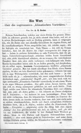 Ein Wort über die sogenannten "klimatischen Varietäten"