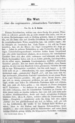 Ein Wort über die sogenannten "klimatischen Varietäten"