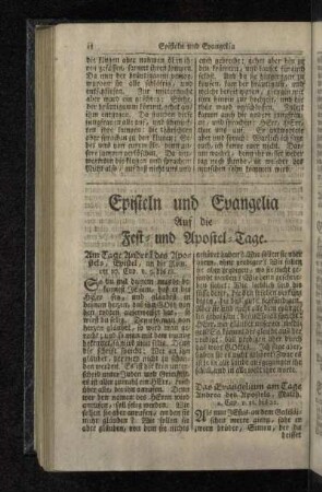 Episteln und Evangelia Auf die Fest-und Apostel-Tage.