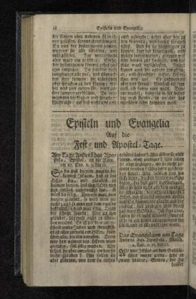 Episteln und Evangelia Auf die Fest-und Apostel-Tage.