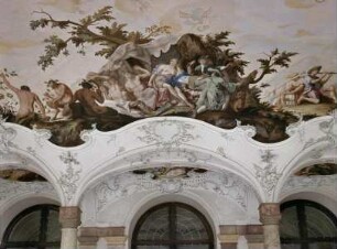 Innendekoration des Gartensaales — Deckendekoration des Gartensaales — Göttermahl und Rast der Diana — Rast der Diana — Rast der Diana