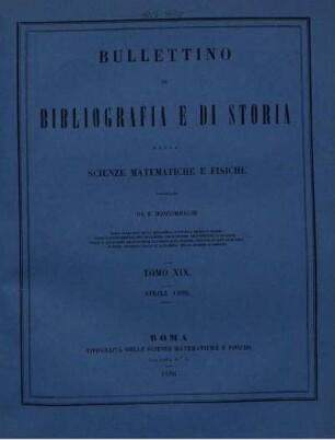 Tomo XIX. Aprile 1886.