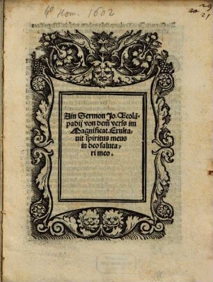 Ain Sermon von dem Vers im Magnificat, exultavit spiritus meus