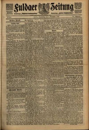 Erste Ausgabe vom Donnerstag, den 04. November 1909.