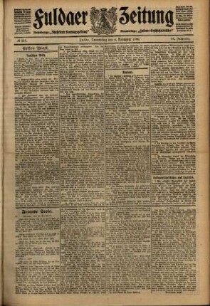Erste Ausgabe vom Donnerstag, den 04. November 1909.