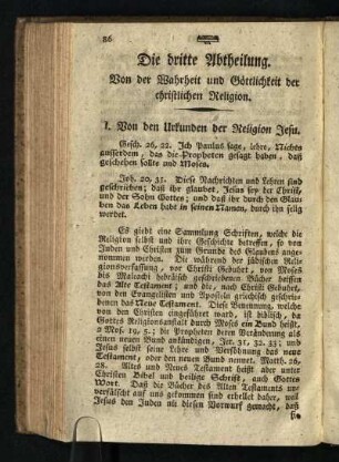 Die dritte Abtheilung: Von der Wahrheit und Goettlichkeit der christlichen Religion.