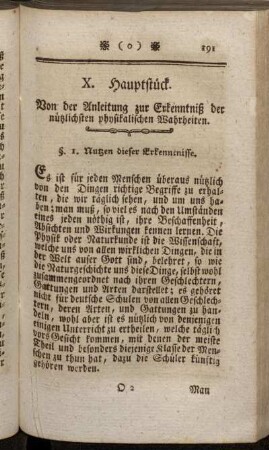 X. Hauptstück. Von der Anleitung zur Erkenntniß der nützlichsten physikalischen Wahrheiten.