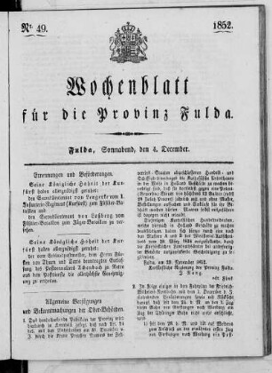Nr. 49, Ausgabe vom 4. Dezember 1852