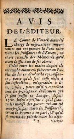 Memoires : Contenant Ce qui s'est passé de plus intéressant En Europe, Depuis 1700. jusqu'au dernier Traité d'Aix-la-Chapelle du 18. Octobre 1748.. 1