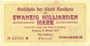 Geldschein / Notgeld, 20 Milliarden Mark, 26.10.1923