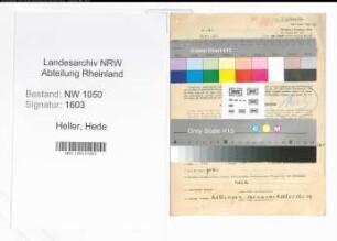 Entnazifizierung Hede Heller , geb. 08.12.1905 (Schneiderin)