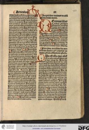 Incipit liber decimus de assumptione beate Marie.