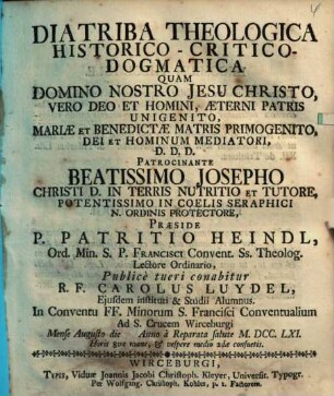 Diatriba Theologica Historico-Critico-Dogmatica