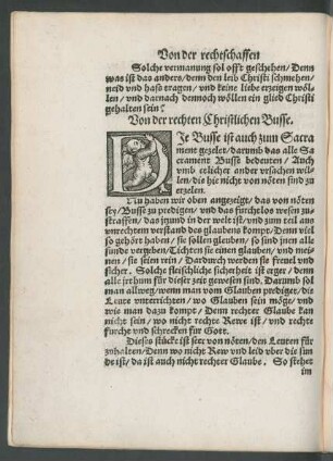 Von der rechten Christlichen Busse.