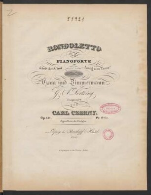 Rondoletto für das Pianoforte über den Chor "Lustig zum Tanze" : aus der Oper: Czaar und Zimmermann : op. 551