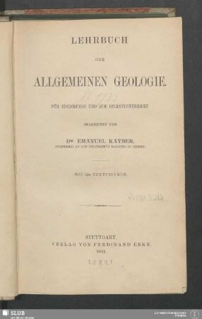 1: Lehrbuch der allgemeinen Geologie