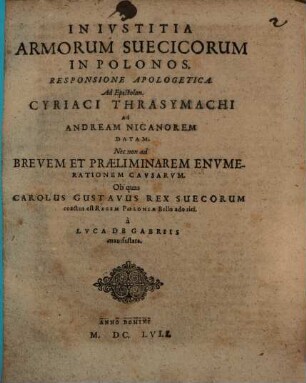 Iniustitia armorum Suecicorum in Polonos