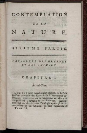 Dixieme Partie. Parallele Des Plantes Et Des Animaux.