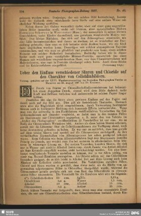 Ueber den Einfluss verschiedener Säuren und Chloride auf den Charakter von Celloidinbildern