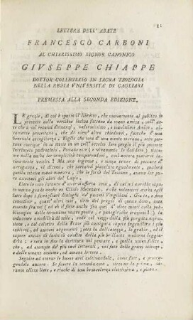 Lettera Dell' Abate Francesco Carboni .... Premessa Alla Seconda Edizione